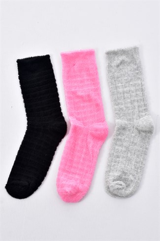Çocuk 3'lü Ters Havlu Soft Çorap ASORTİ