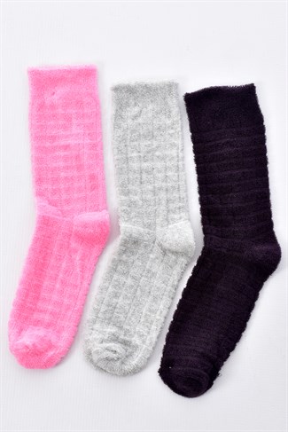 Çocuk 3'lü Ters Havlu Soft Çorap ÇOK RENKLİ