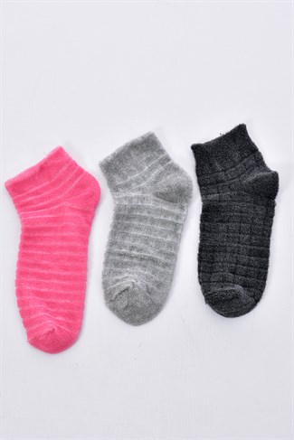 Kadın 3'lü Ters Havlu Soft Patik Çorap ASORTİ