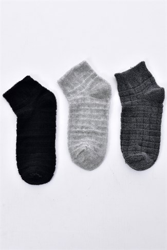 Kadın 3'lü Ters Havlu Soft Patik Çorap ÇOK RENKLİ
