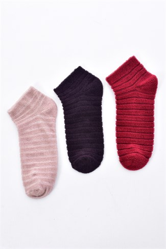 Kadın 3'lü Ters Havlu Soft Patik Çorap KARMA
