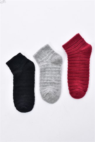 Kadın 3'lü Ters Havlu Soft Patik Çorap KARIŞIK