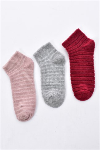 Kadın 3'lü Ters Havlu Soft Patik Çorap KARIŞIK RENK